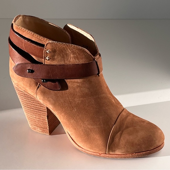 Rag & Bone Harrow Ankle Boots Camel Suede Nubuck Leather Size 7/37 Bohemian Moto - Picture 7 of 16